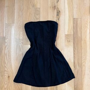Linen Black Strapless Dress